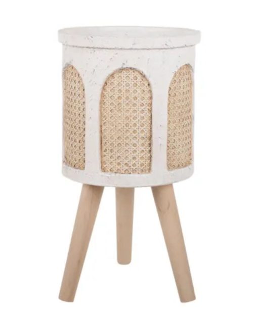Nora Large Composite Pot with Legs White Natural 29x55cm
