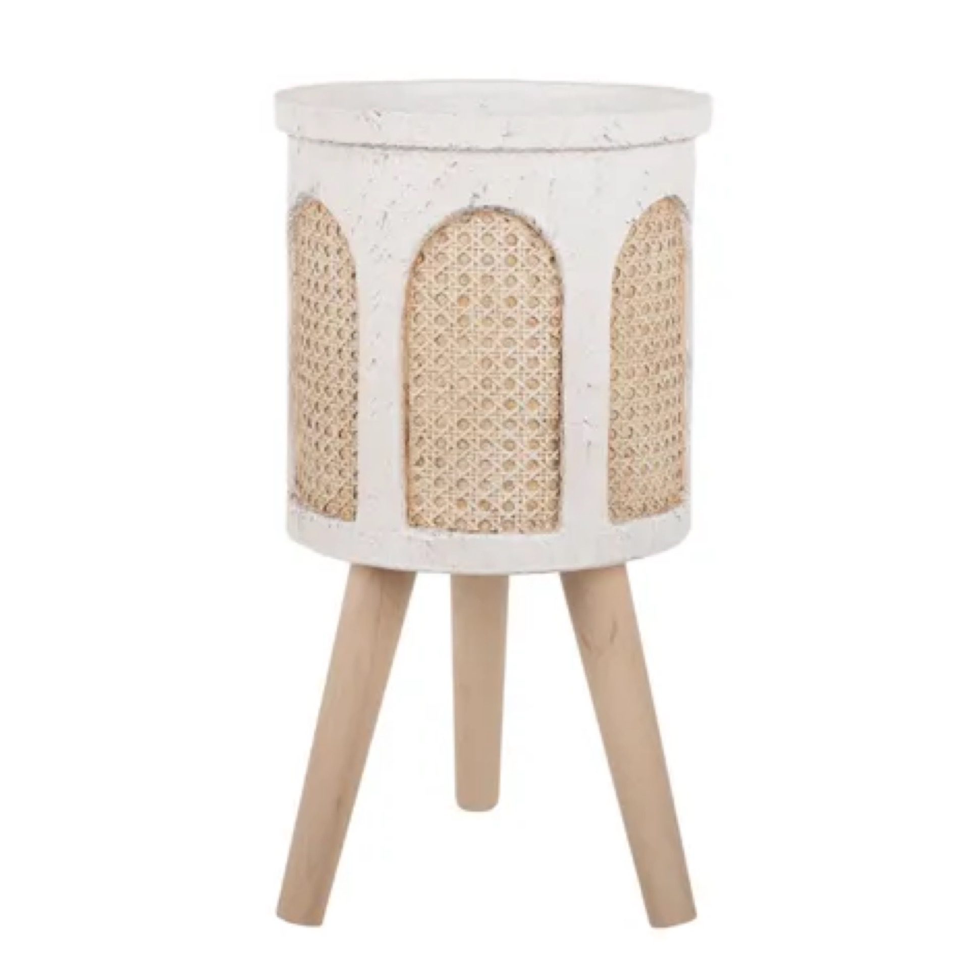Nora Large Composite Pot with Legs White Natural 29x55cm
