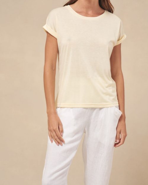 Little Lies Roll Sleeve Tee Lemon