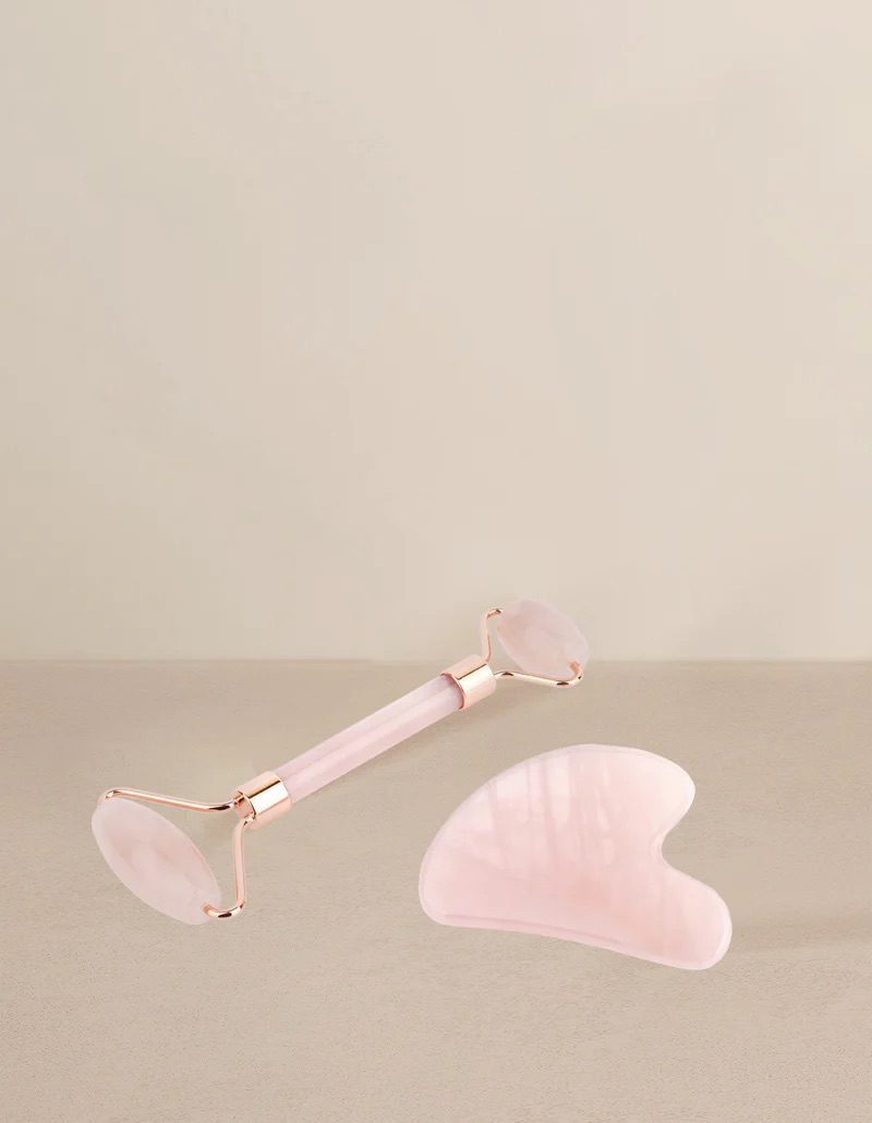 Hanako Rose Quartz Jade Roller & Gua Sha Facial Massage Duo - Image 3