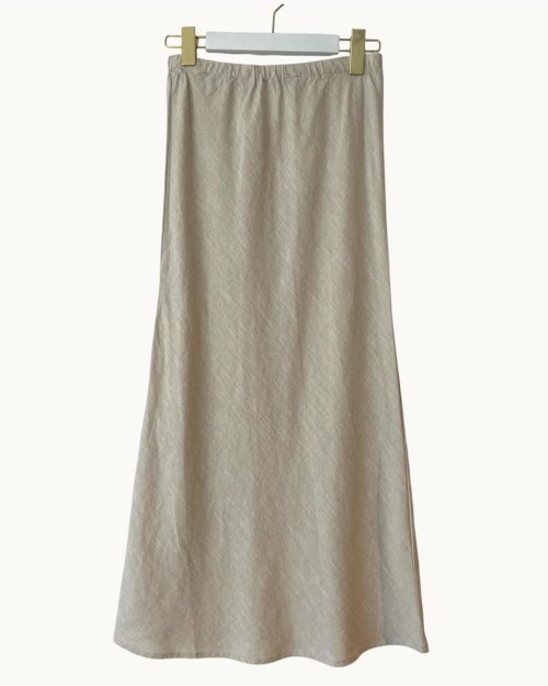 Little Lies Linen Slip Skirt Natural
