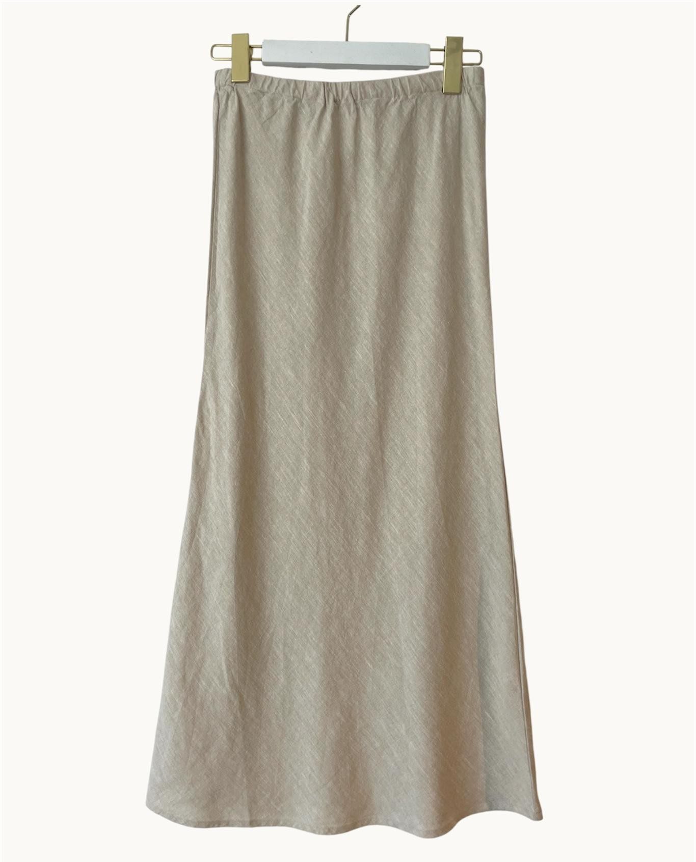 Little Lies Linen Slip Skirt Natural