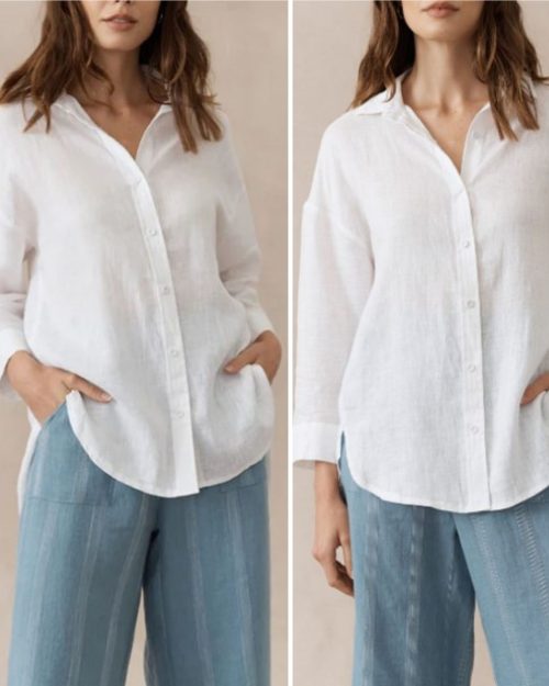 Little Lies Linen Boyfriend Shirt White