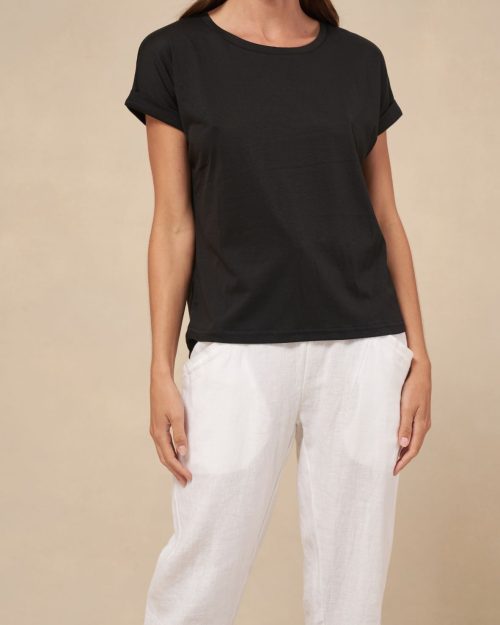 Little Lies Roll Sleeve Tee Black