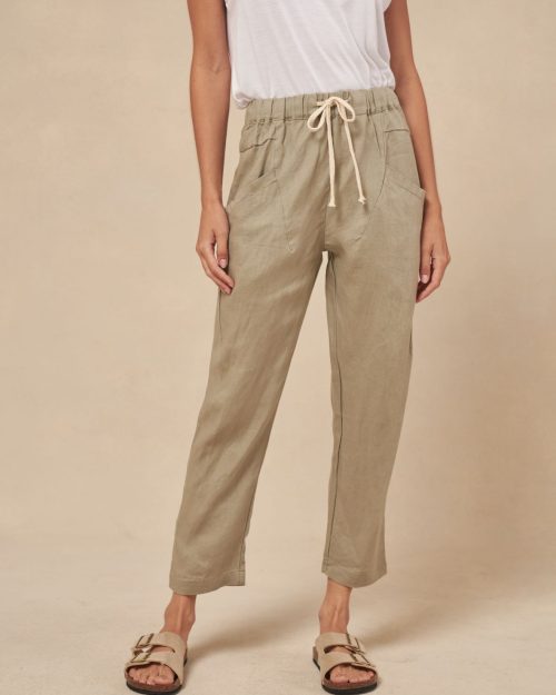 Little Lies Luxe Linen Pant Khaki