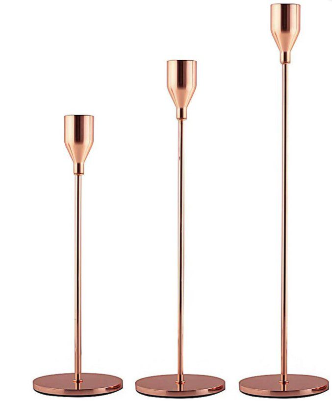 Candle Holder - Tall Rose Gold 3pc
