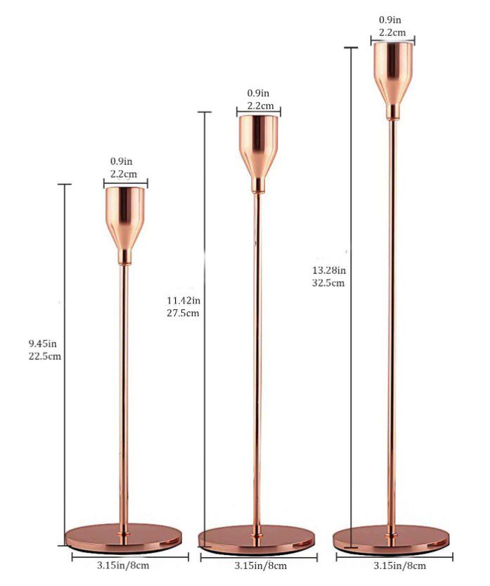 Candle Holder - Tall Rose Gold 3pc - Image 2