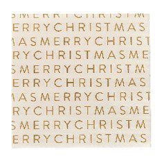 Xmas Napkins Merry 20pk White/Gold (1)